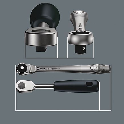 Zyklop Metal 8003 A - тріскачка, зсувний квадрат, привід 1/4&Prime; WERA 05004003001 05004003001 фото