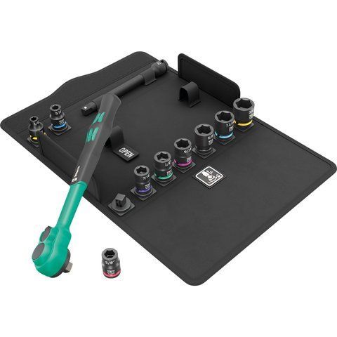 Трещотка Zyklop Comfort в наборе 8100 SB 13, переключатель реверса, 3/8", дюймовые размеры, 11 предметов WERA 05005531001 05005531001 фото