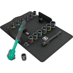 Трещотка Zyklop Comfort в наборе 8100 SB 12, переключатель реверса, 3/8", метрические размеры, 16 предметов WERA 05005530001