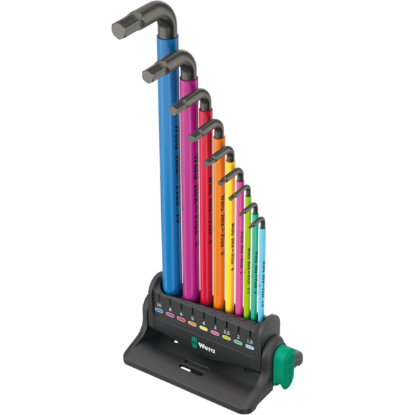 Набор Г-образных ключей 950/9 Hex-Plus Multicolour 3, метрические размеры, BlackLaser, 10 предметов WERA 05133165001 Набор Г-образных ключей 950/9 Hex-Plus Multicolour 3, метрические размеры, BlackLaser, 10 предметов WERA 05133165001
